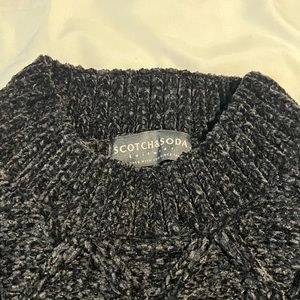 Scotch & Soda Mens Cable Knit Chenille Pullover / Black